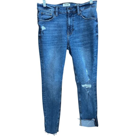 Kensie Jeans Vintage Luxe The Kelsey High Rise Skinny Distressed Jeans Sz 4 / 27 - Picture 1 of 15